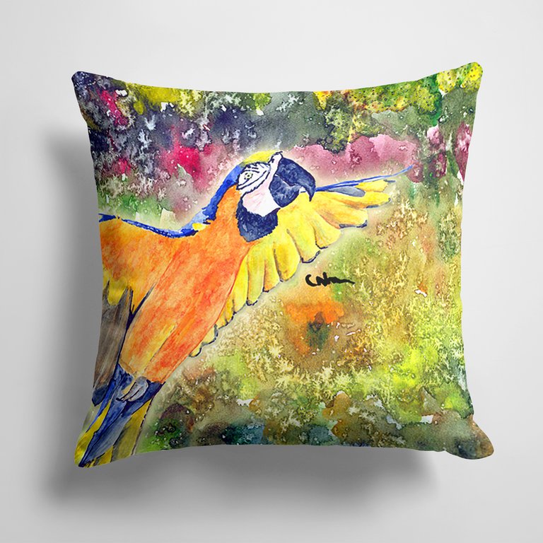 14 in x 14 in Outdoor Throw PillowParrot  Parrot Head Fabric Decorative Pillow