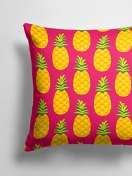 14 in x 14 in Outdoor Throw PillowPineapples on Pink Fabric Decorative Pillow