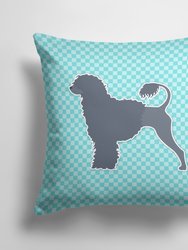 14 in x 14 in Outdoor Throw PillowPortuguese Water Dog Checkerboard Blue Fabric Decorative Pillow