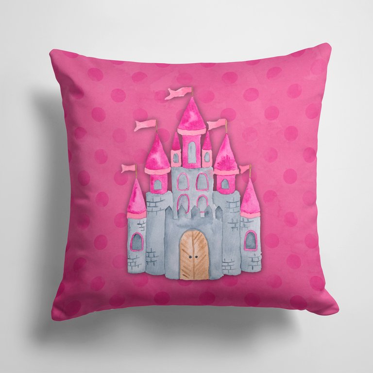 14 in x 14 in Outdoor Throw PillowPrincess Castle Watercolor Fabric Decorative Pillow