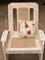 14 in x 14 in Outdoor Throw PillowRed and White Wine Fabric Decorative Pillow