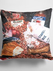 14 in x 14 in Outdoor Throw PillowRed Beans and Rice Fabric Decorative Pillow
