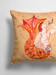 14 in x 14 in Outdoor Throw PillowRed Headed Ginger Merman Fabric Decorative Pillow