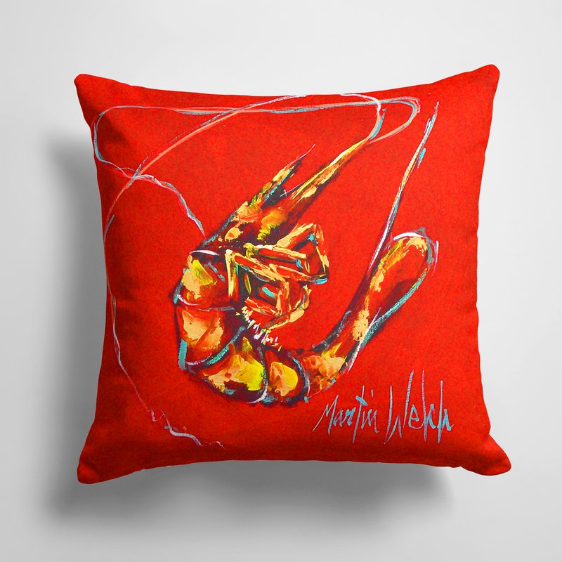 Caroline's Treasures 14 In X 14 In Outdoor Throw Pillowred Shrimp Fabric Decorative Pillow In Red
