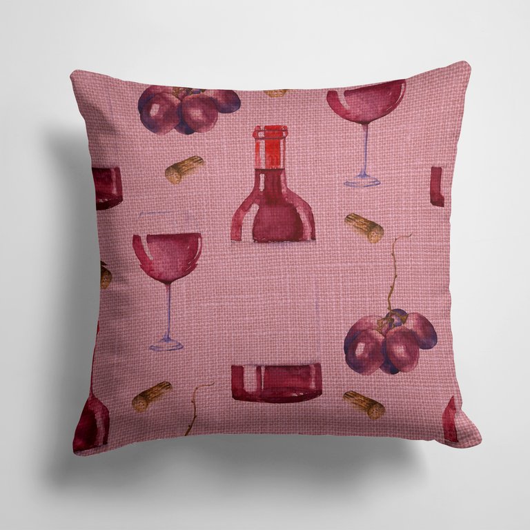 14 in x 14 in Outdoor Throw PillowRed Wine on Linen Fabric Decorative Pillow