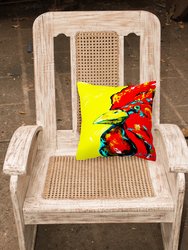 14 in x 14 in Outdoor Throw PillowRooster Big Head Fabric Decorative Pillow