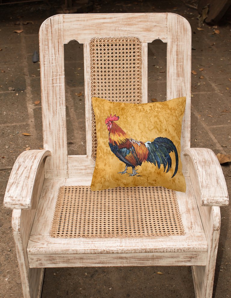 14 in x 14 in Outdoor Throw PillowRooster Fabric Decorative Pillow
