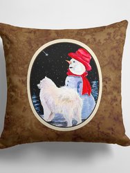 14 in x 14 in Outdoor Throw PillowSamoyed Fabric Decorative Pillow