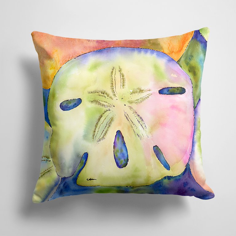14 in x 14 in Outdoor Throw PillowSand Dollar Fabric Decorative Pillow