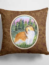 14 in x 14 in Outdoor Throw PillowSheltie Fabric Decorative Pillow