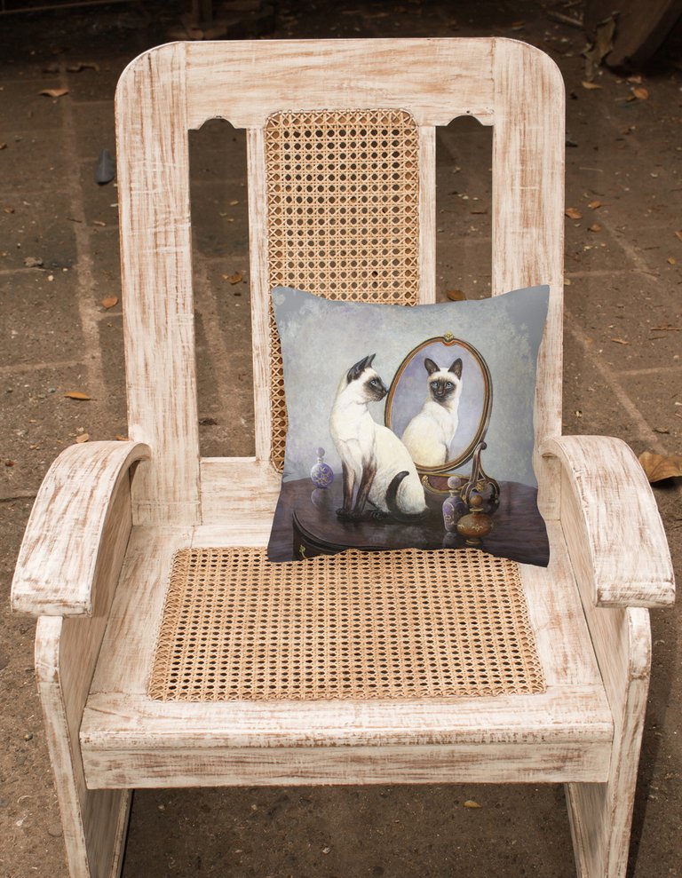 14 in x 14 in Outdoor Throw PillowSiamese Reflection by Daphne Baxter Fabric Decorative Pillow