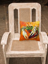 14 in x 14 in Outdoor Throw PillowSmall Orange Crab Fabric Decorative Pillow