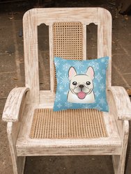 14 in x 14 in Outdoor Throw PillowSnowflake French Bulldog Fabric Decorative Pillow