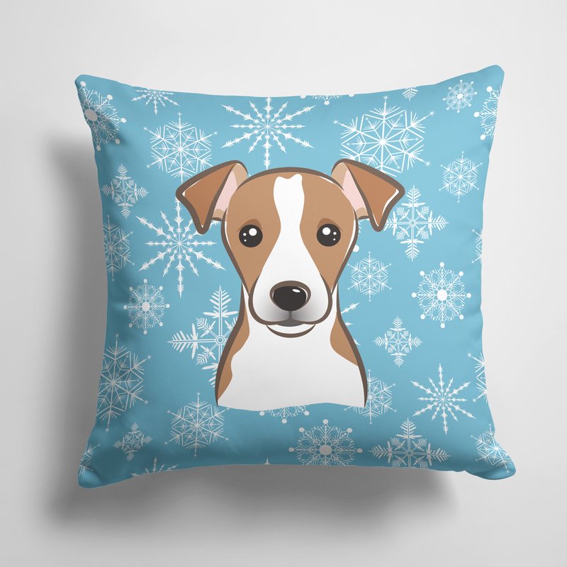 Caroline's Treasures 14 In X 14 In Outdoor Throw Pillowsnowflake Jack Russell Terrier Fabric Decorative Pillow