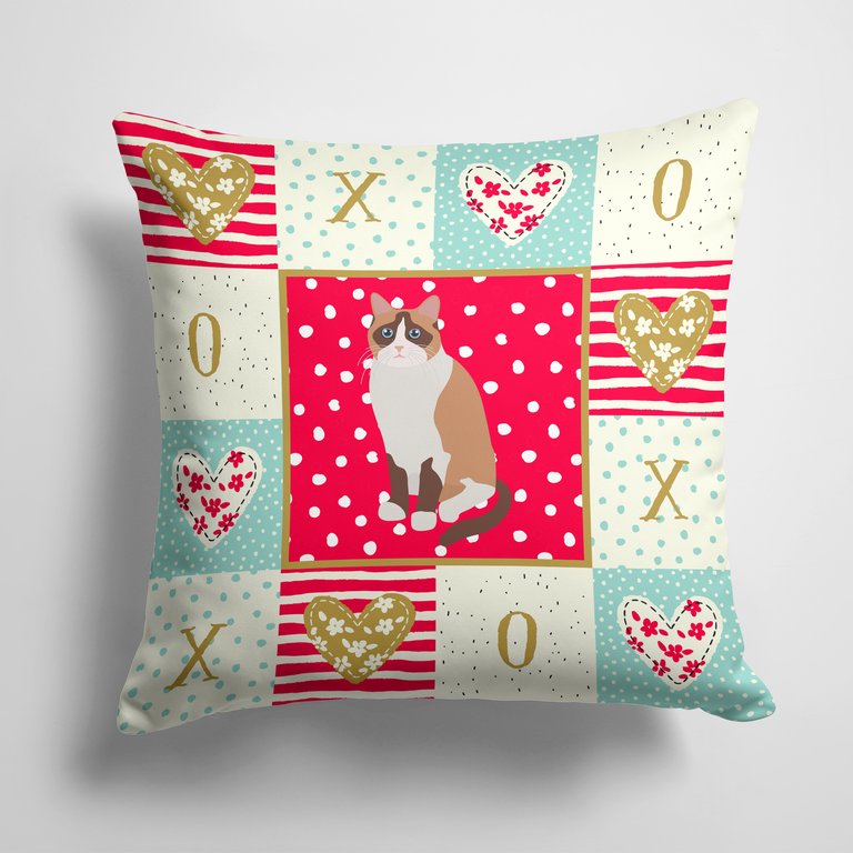 14 in x 14 in Outdoor Throw PillowSnowshoe Cat Love Fabric Decorative Pillow
