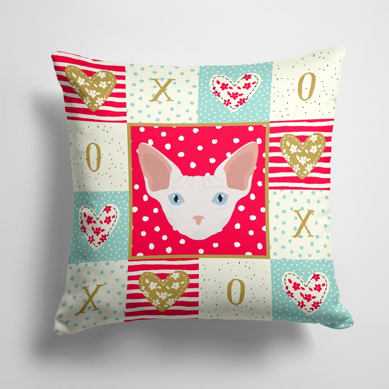 Caroline's Treasures 14 In X 14 In Outdoor Throw Pillowsphynx Cat Love Fabric Decorative Pillow