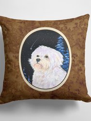 14 in x 14 in Outdoor Throw PillowStarry Night Maltese Fabric Decorative Pillow