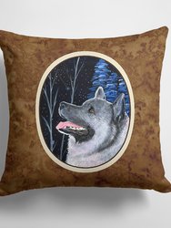 14 in x 14 in Outdoor Throw PillowStarry Night Norwegian Elkhound Fabric Decorative Pillow