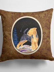 14 in x 14 in Outdoor Throw PillowStarry Night Welsh Terrier Fabric Decorative Pillow