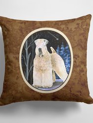 14 in x 14 in Outdoor Throw PillowStarry Night Wheaten Terrier Soft Coated Fabric Decorative Pillow