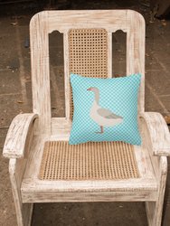14 in x 14 in Outdoor Throw PillowSteinbacher Goose Blue Check Fabric Decorative Pillow