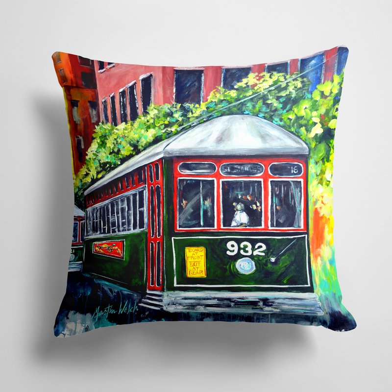 Caroline's Treasures 14 In X 14 In Outdoor Throw Pillowstreetcar St. Charles #2 Fabric Decorative Pillow