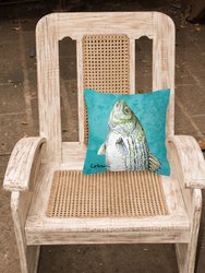 14 in x 14 in Outdoor Throw PillowStriped Bass Fish Fabric Decorative Pillow