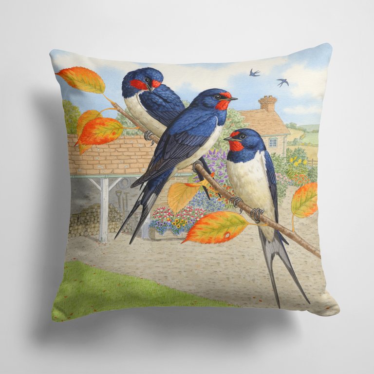 14 in x 14 in Outdoor Throw PillowSwallows by Sarah Adams Fabric Decorative Pillow