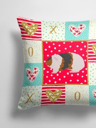 14 in x 14 in Outdoor Throw PillowTeddy Guinea Pig Love Fabric Decorative Pillow