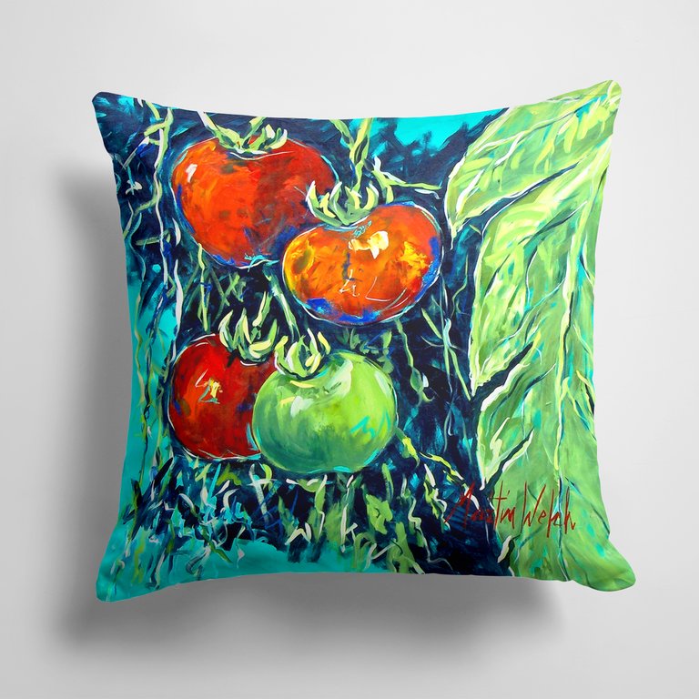 14 in x 14 in Outdoor Throw PillowTomatoe Tomato Fabric Decorative Pillow
