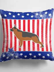 14 in x 14 in Outdoor Throw PillowUSA Patriotic German Shepherd Fabric Decorative Pillow