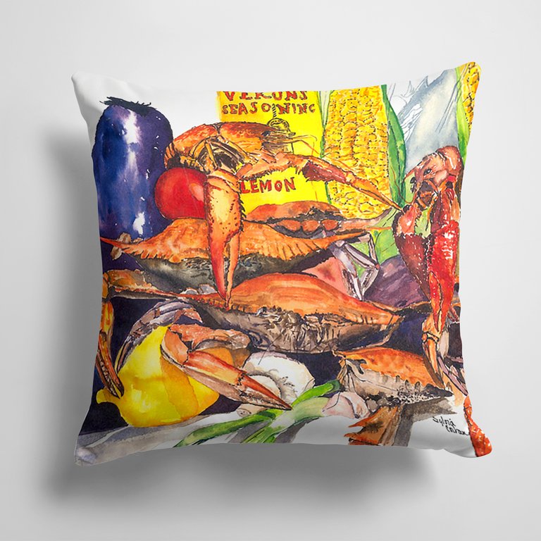 14 in x 14 in Outdoor Throw PillowVeron's and Crabs Fabric Decorative Pillow