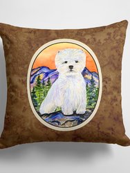 14 in x 14 in Outdoor Throw PillowWestie Fabric Decorative Pillow
