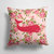 14 in x 14 in Outdoor Throw PillowWhale Shabby Chic Pink Roses  Fabric Decorative Pillow