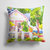 14 in x 14 in Outdoor Throw PillowWhite Cottage at the beach Fabric Decorative Pillow