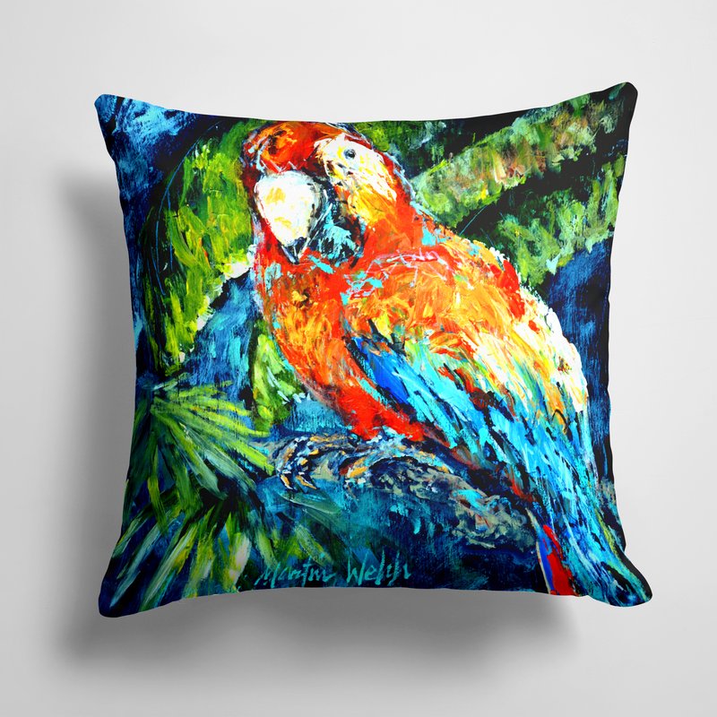 Caroline's Treasures 14 In X 14 In Outdoor Throw Pillowyo Yo Mama Parrot Fabric Decorative Pillow