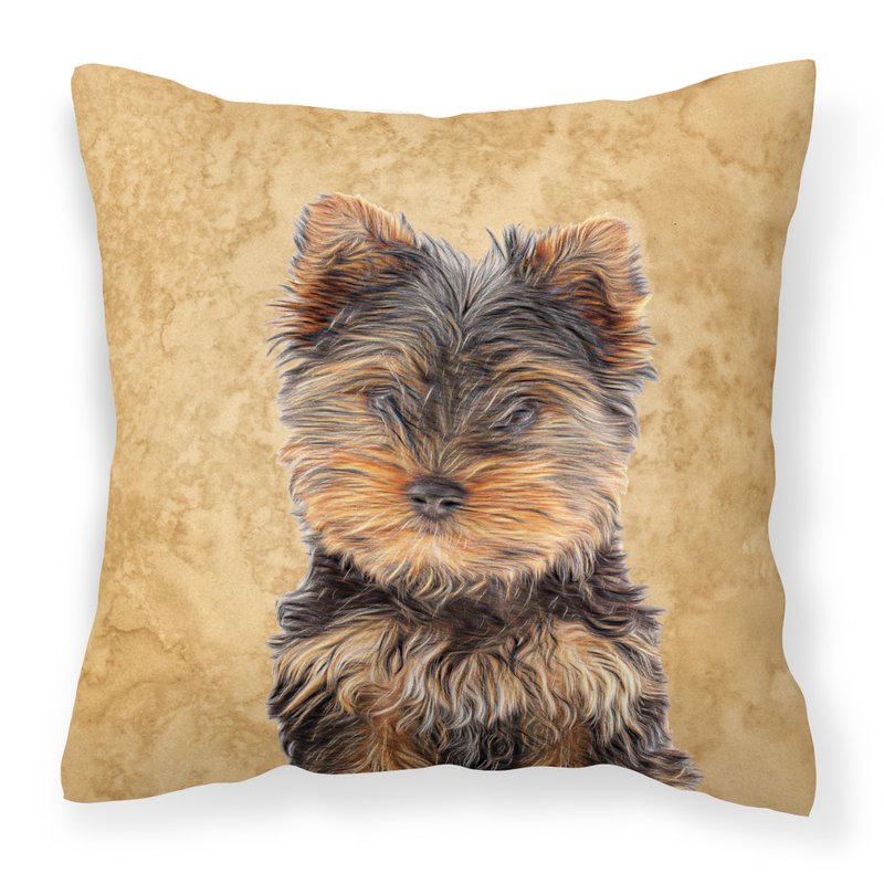 Caroline's Treasures 14 In X 14 In Outdoor Throw Pillowyorkie Puppy / Yorkshire Terrier Fabric Decorative Pillow