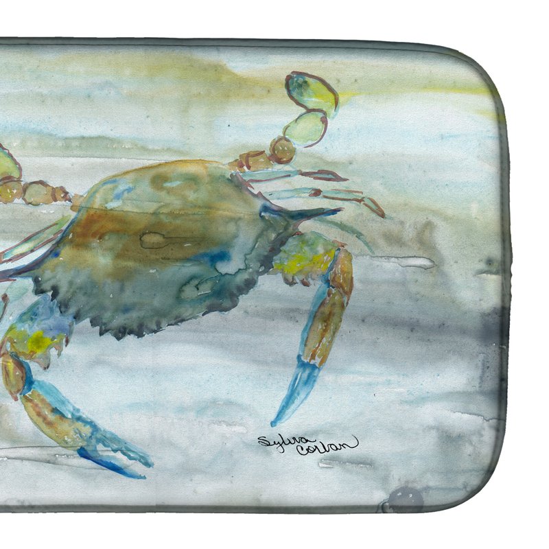 Caroline's Treasures 14 In X 21 In Blue Crab #2 Watercolor Dish Drying Mat