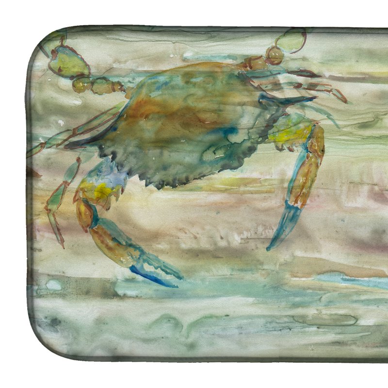 Caroline's Treasures 14 In X 21 In Blue Crab Sunset Dish Drying Mat