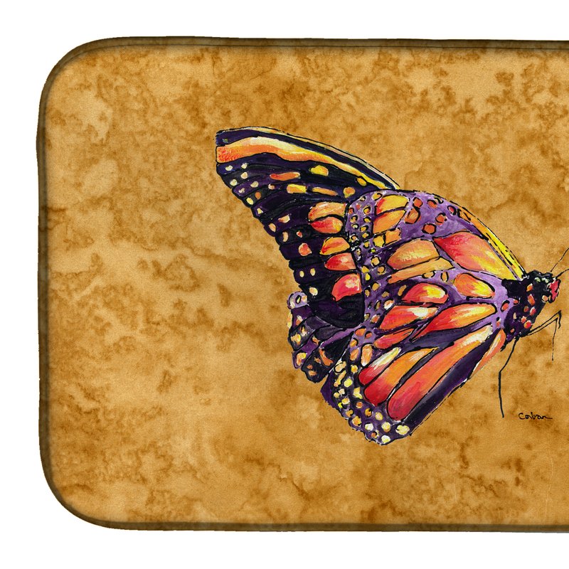 Caroline's Treasures 14 In X 21 In Butterfly On Gold Dish Drying Mat