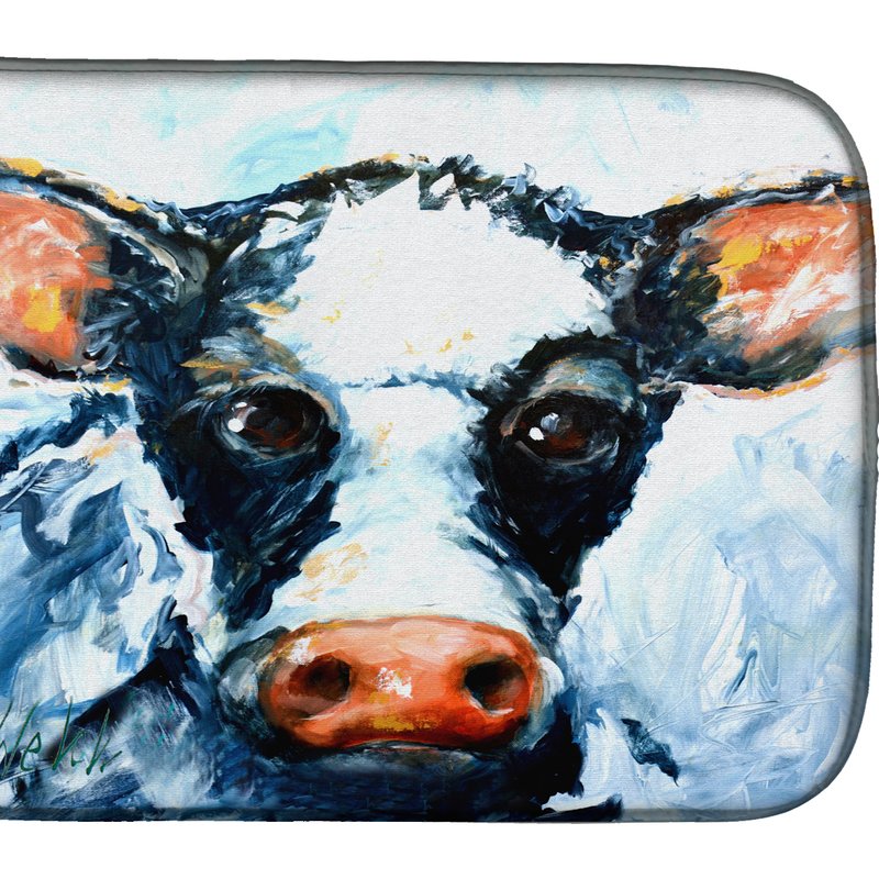 Caroline's Treasures 14 In X 21 In Cow Lick Black And White Cow Dish Drying Mat