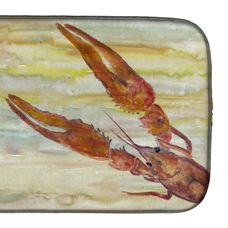 Caroline's Treasures 14 In X 21 In Crawfish Yellow Sky Dish Drying Mat In Multi