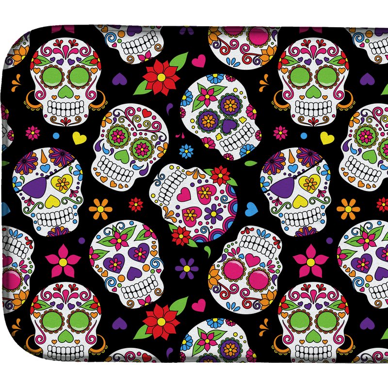 Caroline's Treasures 14 In X 21 In Day Of The Dead Black Dish Drying Mat