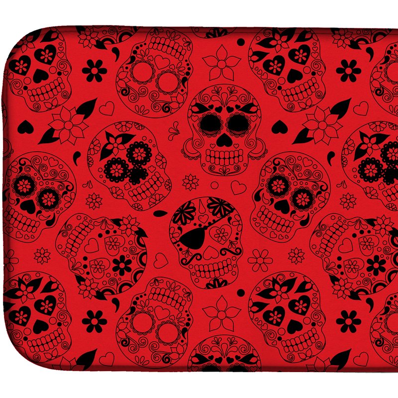 Caroline's Treasures 14 In X 21 In Day Of The Dead Red Dish Drying Mat