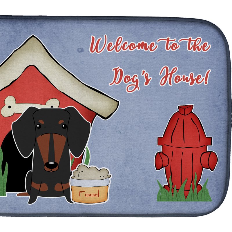 Caroline's Treasures 14 In X 21 In Dog House Collection Dachshund Black Tan Dish Drying Mat In Animal Print