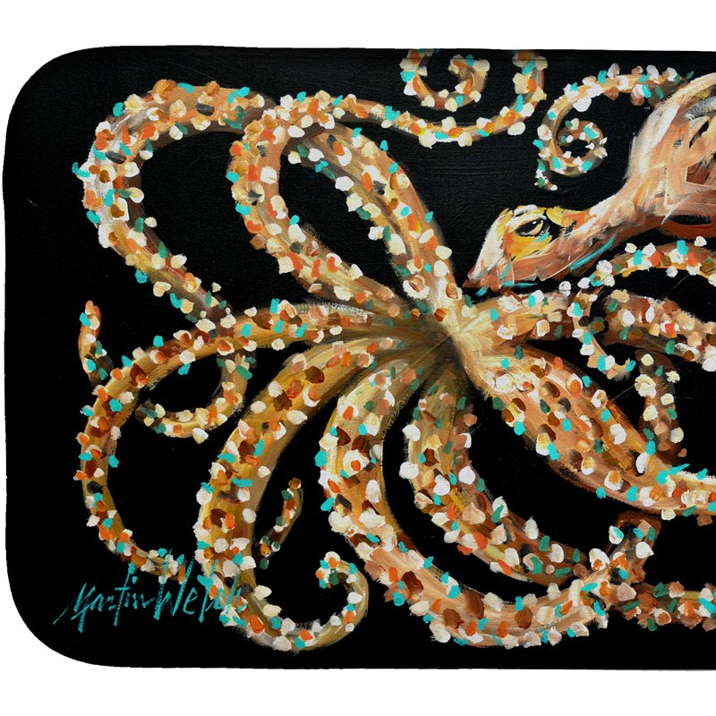 Caroline's Treasures 14 In X 21 In Eye On You Octopus Dish Drying Mat In Black