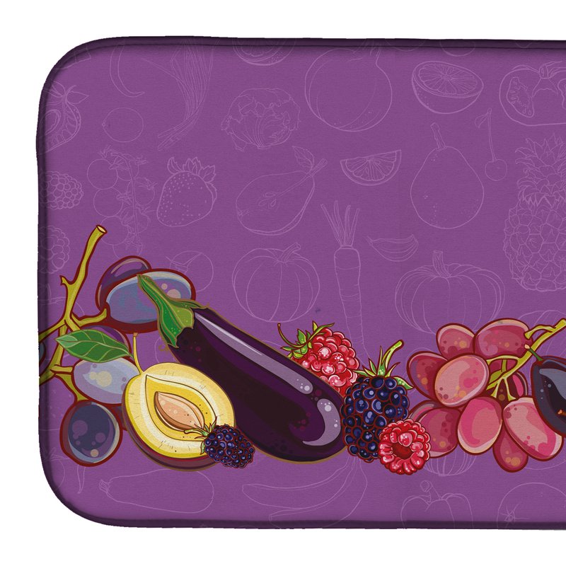 Caroline's Treasures 14 In X 21 In Fruits And Vegetables In Purple Bb5132ds66 Dish Drying Mat