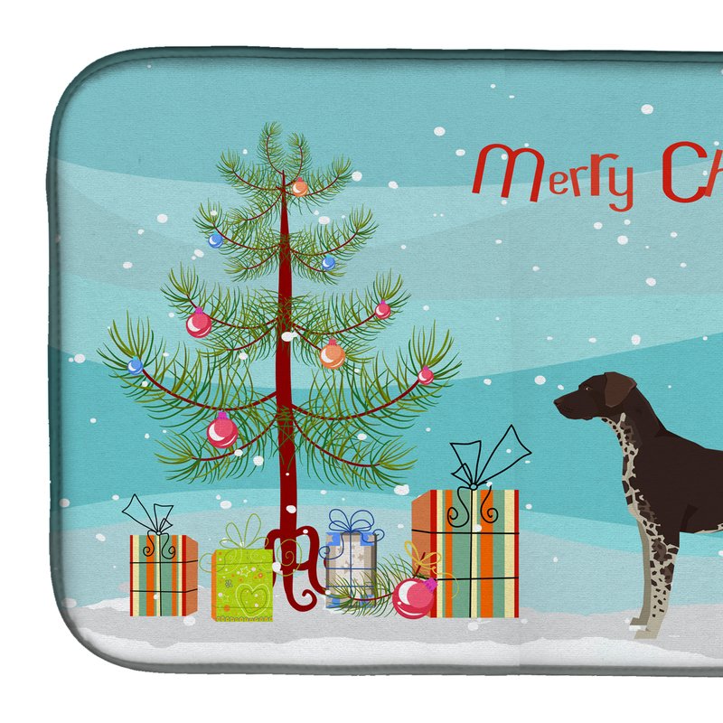 Caroline's Treasures 14 In X 21 In German Shorthaired Pointer Christmas Tree Dish Drying Mat In Multi