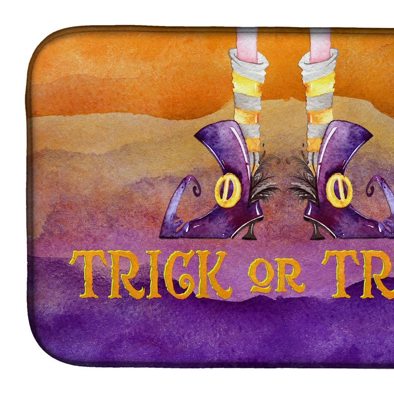 Caroline's Treasures 14 In X 21 In Halloween Trick Witches Feet Dish Drying Mat In Orange
