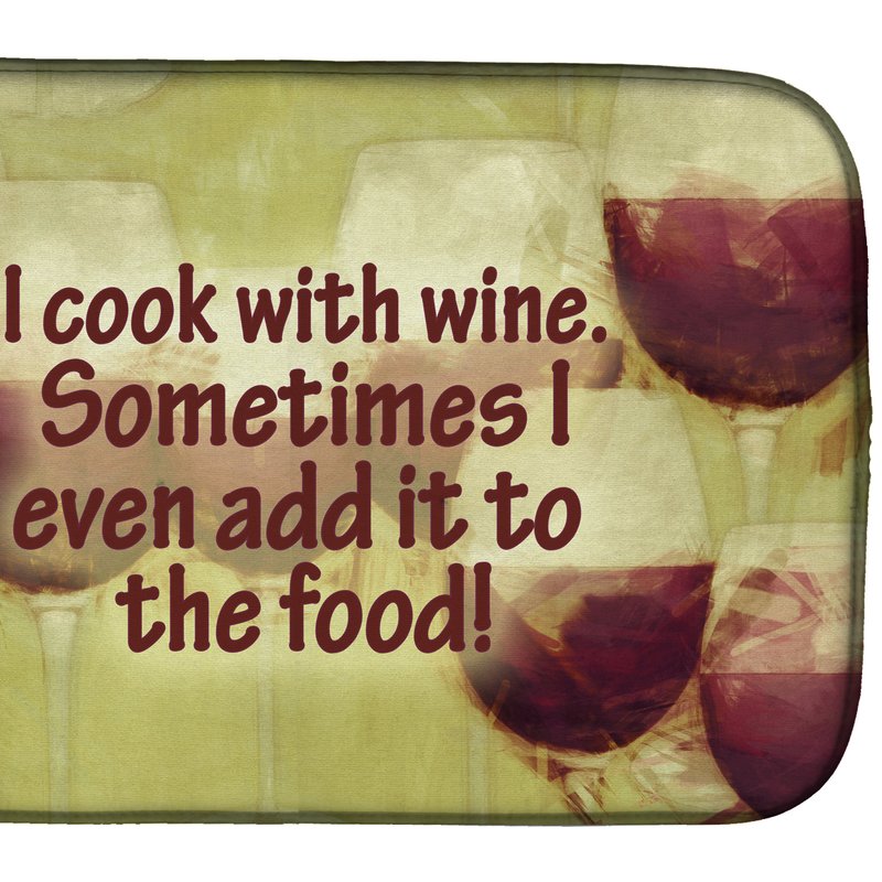 Caroline's Treasures 14 In X 21 In I Cook With Wine Dish Drying Mat